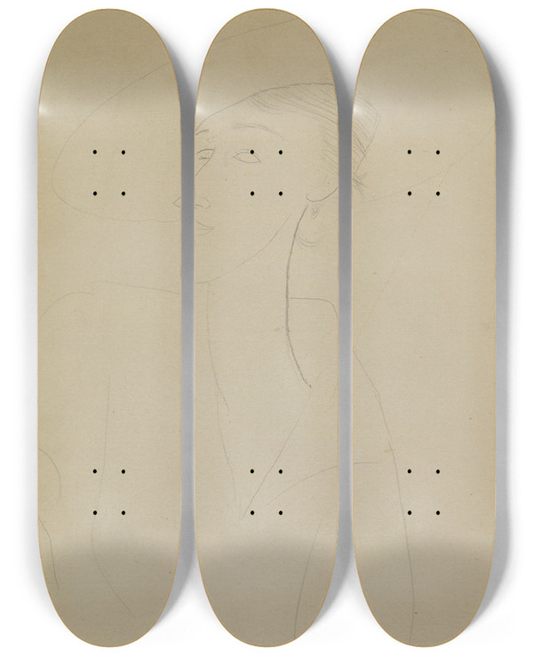 Triptych art skateboard deck of Amedeo Modigliani Untitled Portrait Of Madame Zborowska by Amedeo Modigliani (1884-1920)