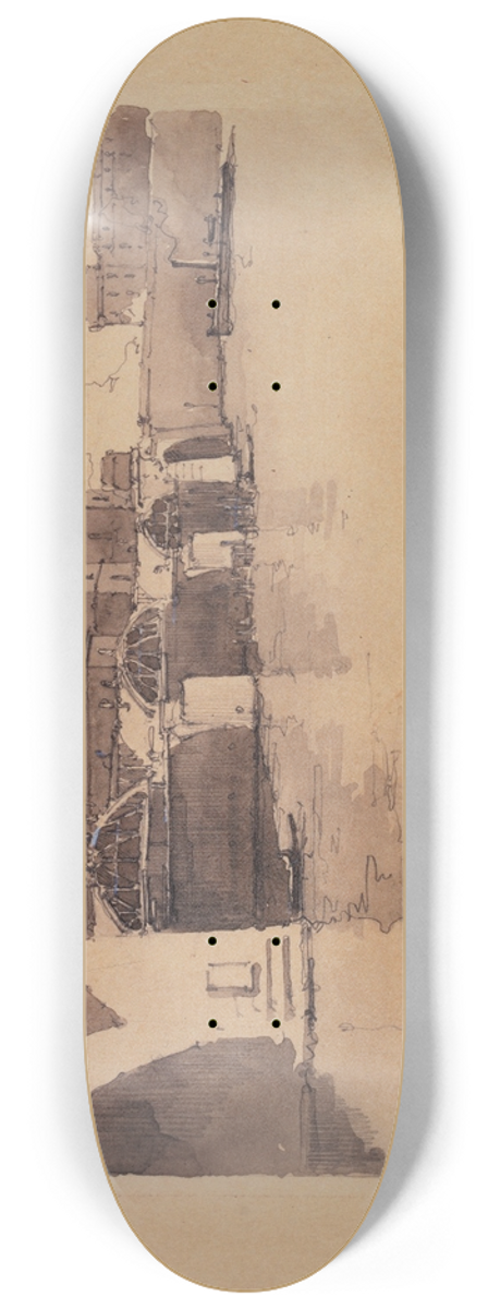 Eugne Bjot - Dmolition du pont Notre-Dame 8.25 inch art skate deck