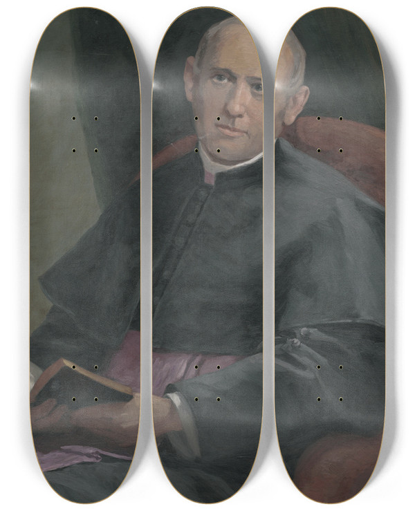 Triptych art skateboard deck of Jozef Hanula Portrt Farra Zemana by Jozef Hanula (1863-1944)