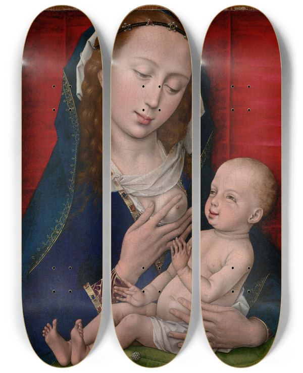 Triptych art skateboard deck of Workshop Of Rogier Van Der Weyden Virgin And Child by Workshop of Rogier van der Weyden (1399-1464)