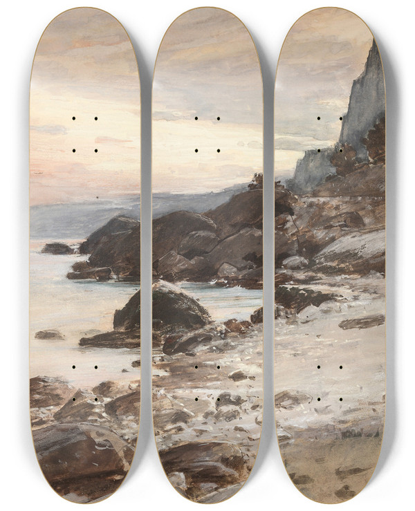 Triptych art skateboard deck of Adolf Hirmyhirschl Sdliche Kste by Adolf Hiremy Hirschl (1860-1933)