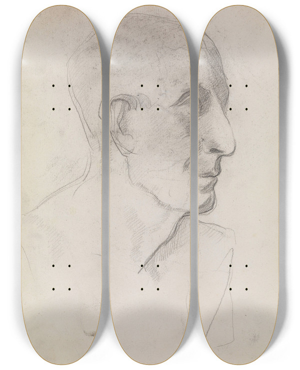 Triptych art skateboard deck of James Ensor Antique Head by James Ensor (1860-1949)