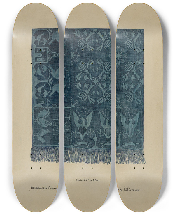 Triptych art skateboard deck of Isabelle De Strange Quilt_2 by Isabelle De Strange
