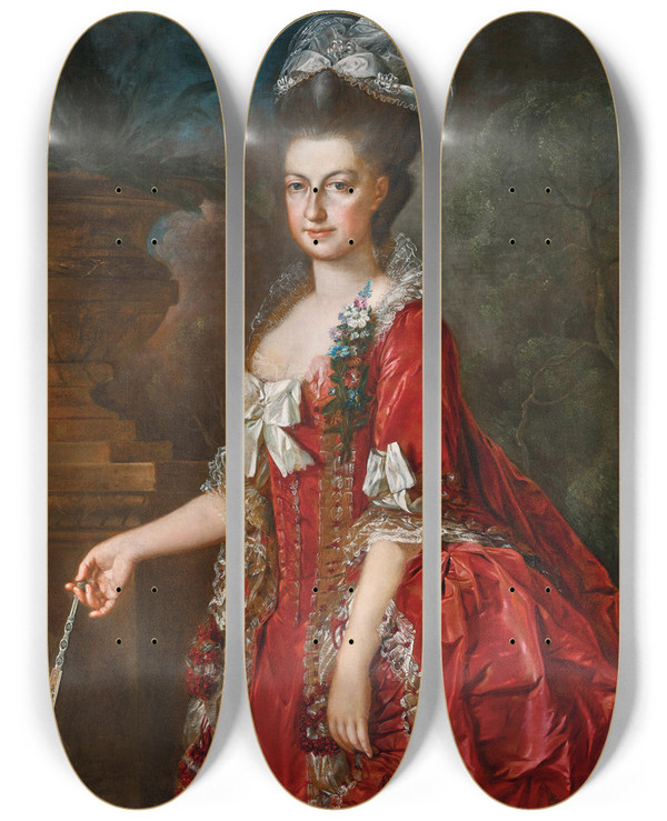 Triptych art skateboard deck of Johann Georg Weikert Portrait Of Archduchess Marie Christine Duchess Of Teschen 17421798 by Johann Georg Wolcker
