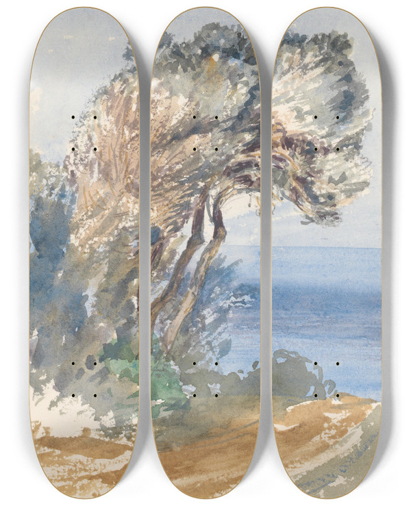 Triptych art skateboard deck of Barbara Bodichon Sketchbook_7 by Barbara Bodichon (1827-1891)