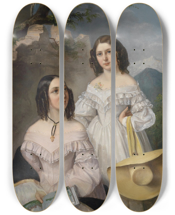 Triptych art skateboard deck of Elisabeth Modell Geschwister by Elisabeth Modell (1820-1865)
