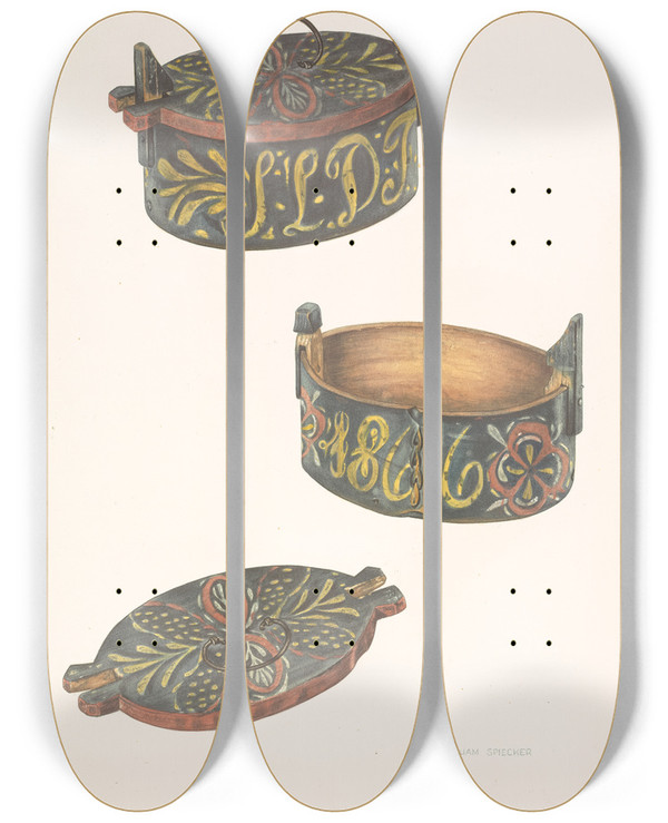 Triptych art skateboard deck of William Spiecker Butter Box by William Spiecker