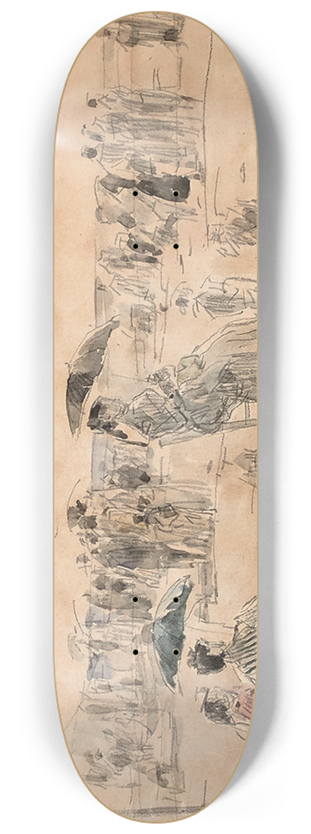 Eugne Boudin - Crinolines sur la plage  Trouville 8.25 inch art skate deck