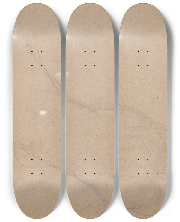 Triptych art skateboard deck of Benjamin Robert Haydon Study Of A Foot Verso by Benjamin Robert Haydon (1786-1846)