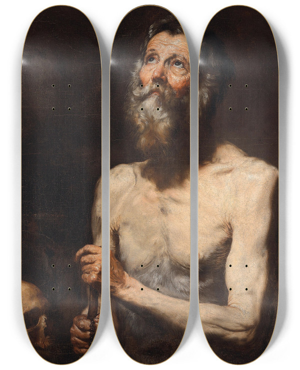 Triptych art skateboard deck of Jusepe De Ribera Saint Onuphrius_2 by Jusepe de Ribera (1591-1652)
