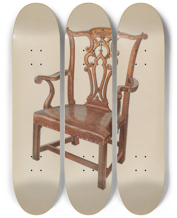 Triptych art skateboard deck of Lorenz Rothkranz Armchair_1 by Lorenz Rothkranz