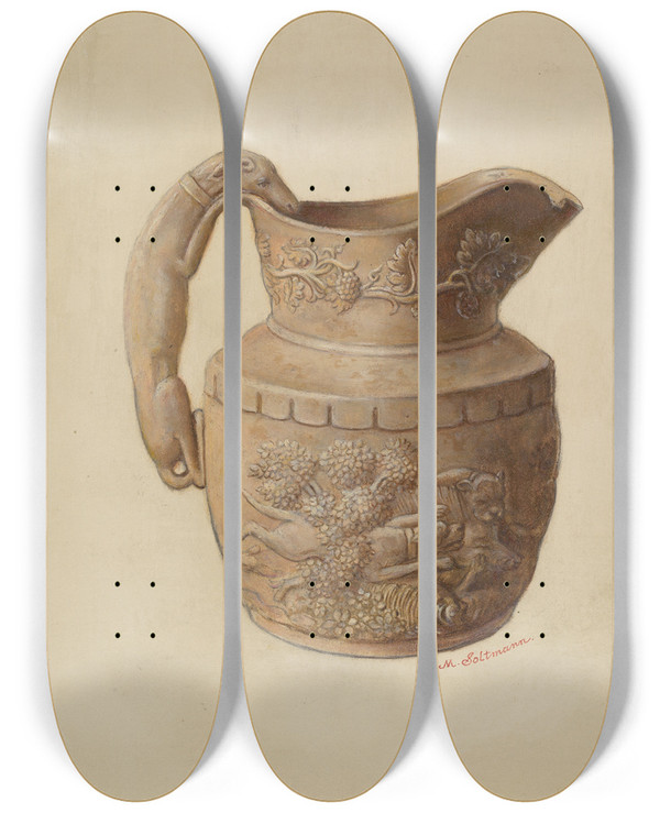 Triptych art skateboard deck of Max Soltmann Pitcher_2 by Max Soltmann