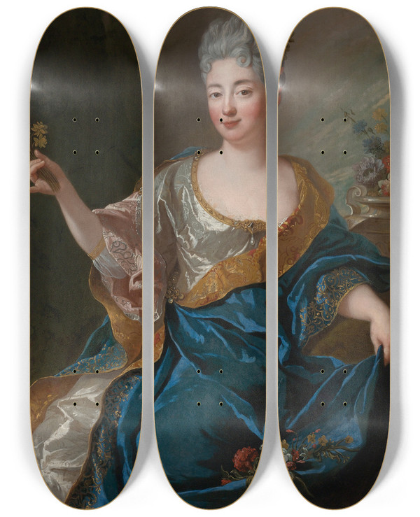 Triptych art skateboard deck of Jeanfranois De Troy Portrait Of A Lady by Jean-Franois de Troy (1679-1752)