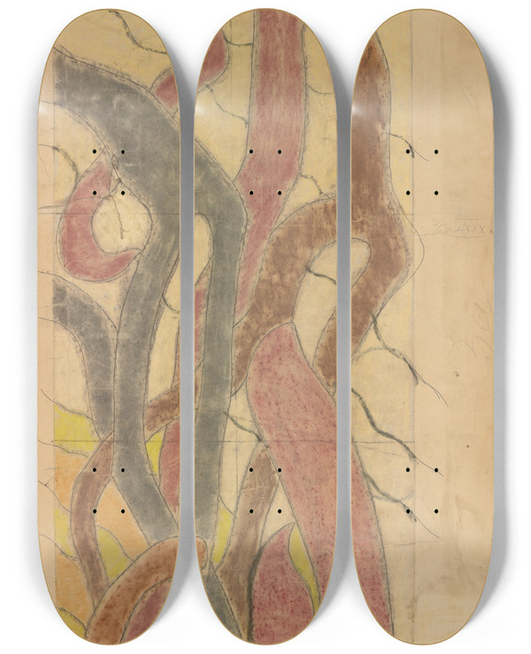 Triptych art skateboard deck of Stanisaw Wyspiaski Wity Franciszek Projekt Witraa Do Prezbiterium Kocioa Franciszkanw W Krakowie_2 by Stanislaw Wyspianski (1869-1907)