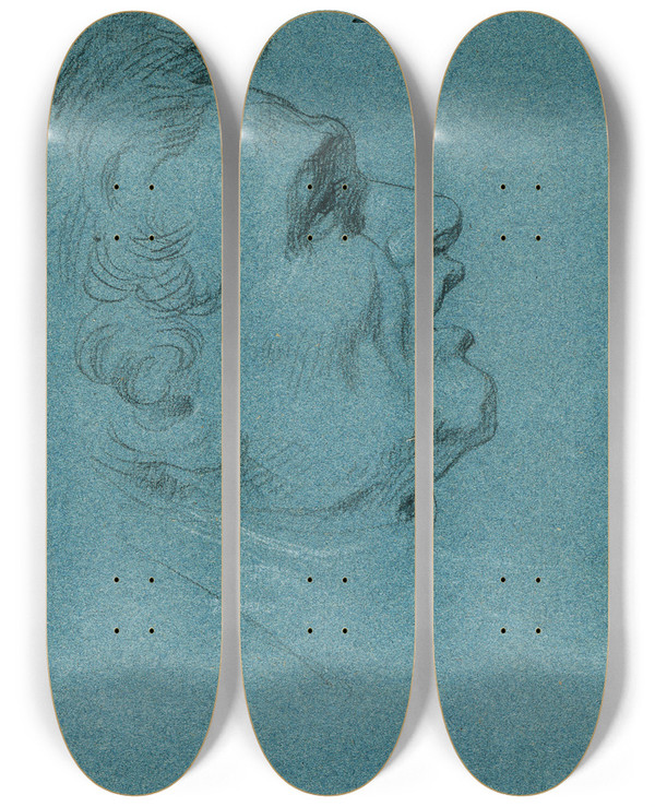 Triptych art skateboard deck of Johann Peter Krafft Kopfstudie Zu Den Wandgemlden In Der Hofburg by Johann Peter Krafft (1780-1856)