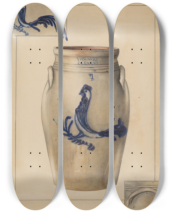 Triptych art skateboard deck of Anna Aloisi Crock by Anna Aloisi