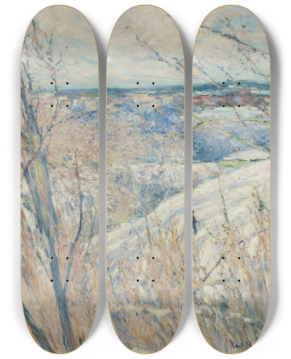 Triptych art skateboard deck of Karl Nordstrm Winter by Karl Nordstrom (1855-1923)
