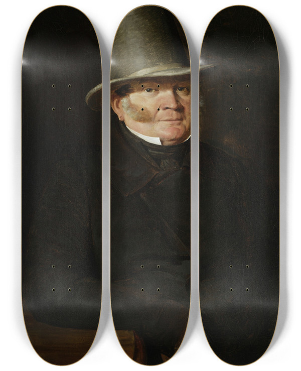 Triptych art skateboard deck of Bonawentura Dbrowski Portrait Of Pawe Pellizzaro Owner Of A Store With Prints In Warsaw by Bonawentura Dabrowski (1807-1862)