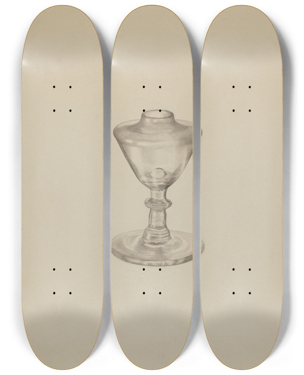 Triptych art skateboard deck of Isidore Steinberg Lamp by Isidore Steinberg (20-)