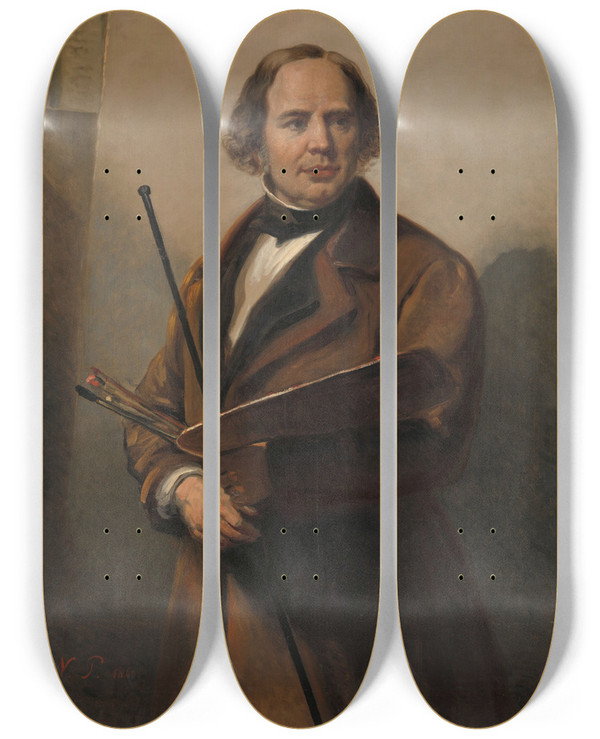 Triptych art skateboard deck of Nicolaas Pieneman Jan Willem Pieneman Painter Father Of Nicolaas Pieneman by Nicolaas Pieneman (1809-1860)
