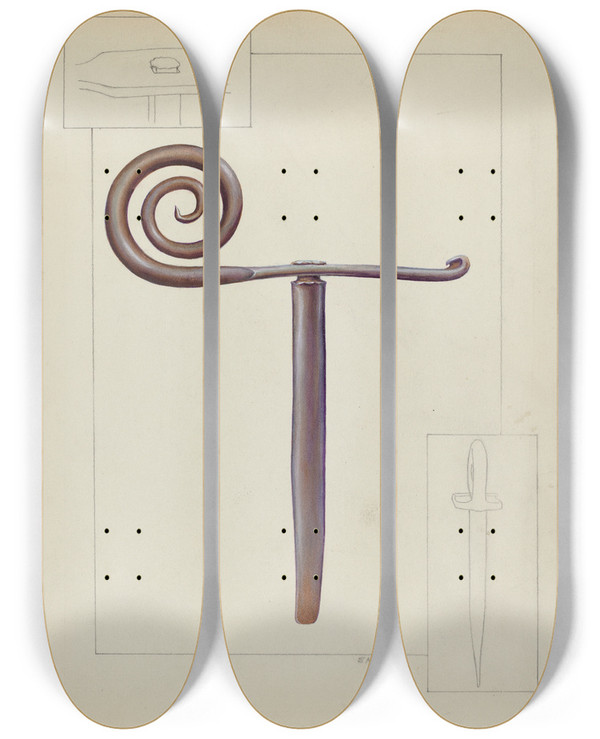Triptych art skateboard deck of Floyd R Sharp Shutter Stay by Floyd R Sharp