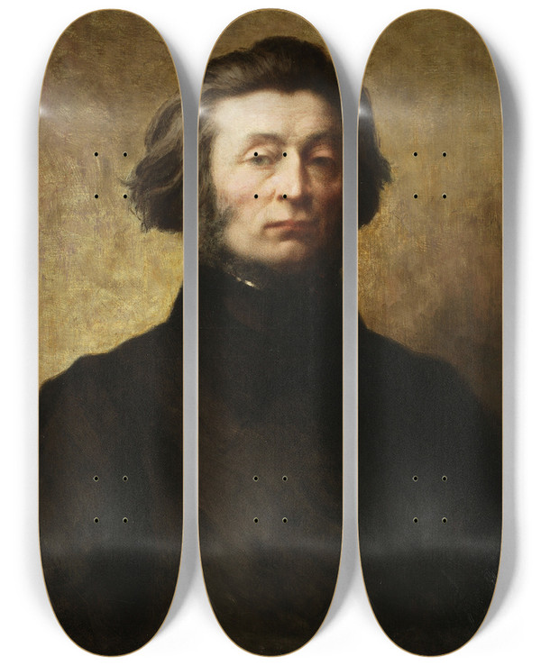 Triptych art skateboard deck of Wadysaw Ciesielski Portrait Of Adam Mickiewicz by Wladyslaw Ciesielski (1845-1901)