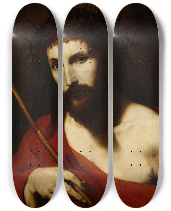 Triptych art skateboard deck of Jusepe De Ribera Ecce Homo_2 by Jusepe de Ribera (1591-1652)