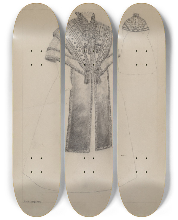 Triptych art skateboard deck of Edith Magnette Wrap by Edith Magnette (20-)