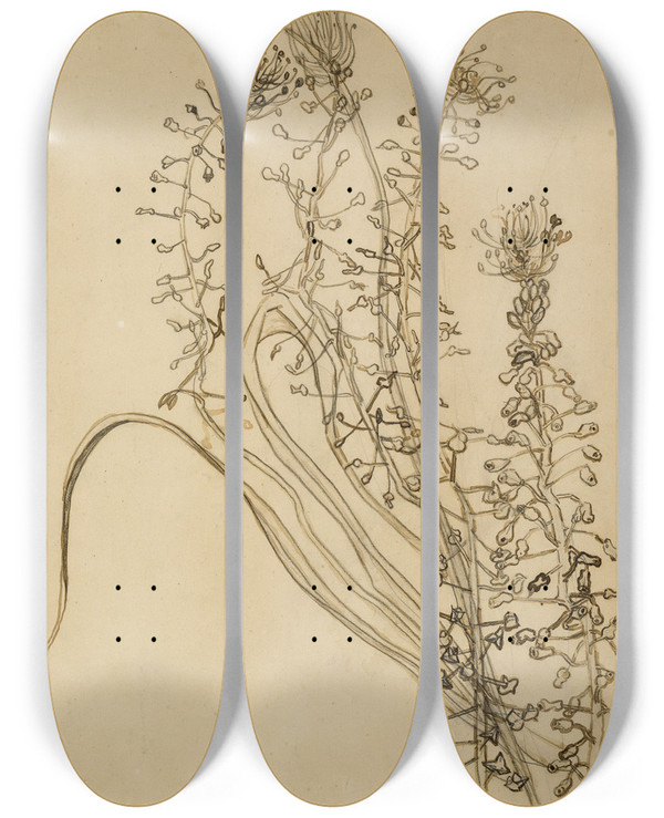 Triptych art skateboard deck of Vincent Van Gogh Tassel Hyancinth by Vincent van Gogh (1853-1890)
