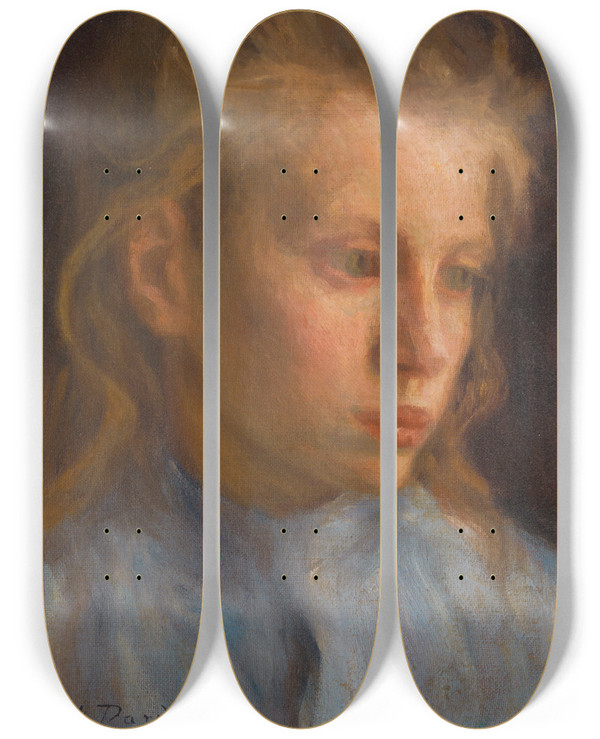 Triptych art skateboard deck of Nils Dardel Torparflicka Farm Girl by Nils Dardel (1888-1943)