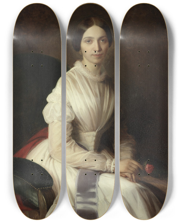 Triptych art skateboard deck of Uno Troili Verstinnan Ann Lovisa Lagerhjelm F Af Geijerstam 18241891 by Uno Troili (1815-1875)