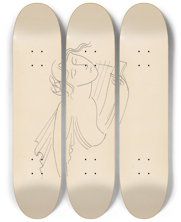 Triptych art skateboard deck of Mikul Galanda Sketchbook_29 by Mikulas Galanda (1895-1938)