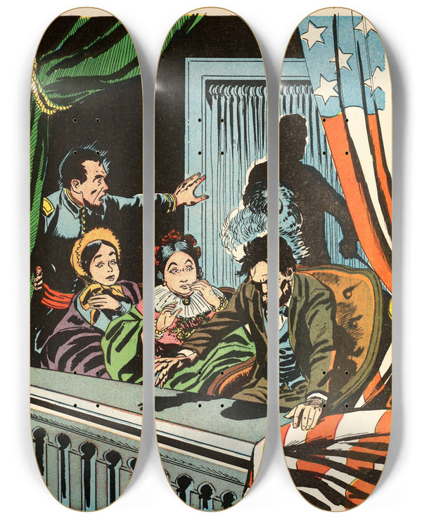 Triptych art skateboard deck of Us Information Agency Assasination by U S Information Agency (1953-1999)