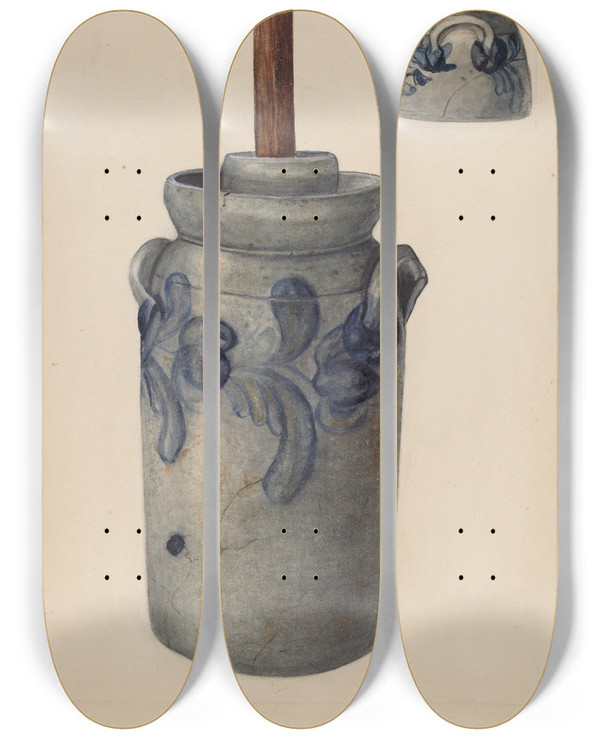 Triptych art skateboard deck of American 20Th Century Churn by American 20Th Century