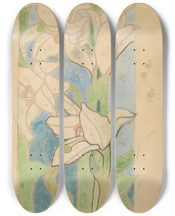Triptych art skateboard deck of Stanisaw Wyspiaski Bogosawiona Salomea Projekt Witraa Do Kocioa Franciszkanw W Krakowie_1 by Stanislaw Wyspianski (1869-1907)
