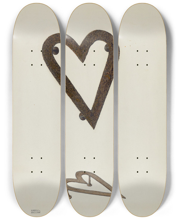 Triptych art skateboard deck of Harry Grossen Trivet by Harry Grossen