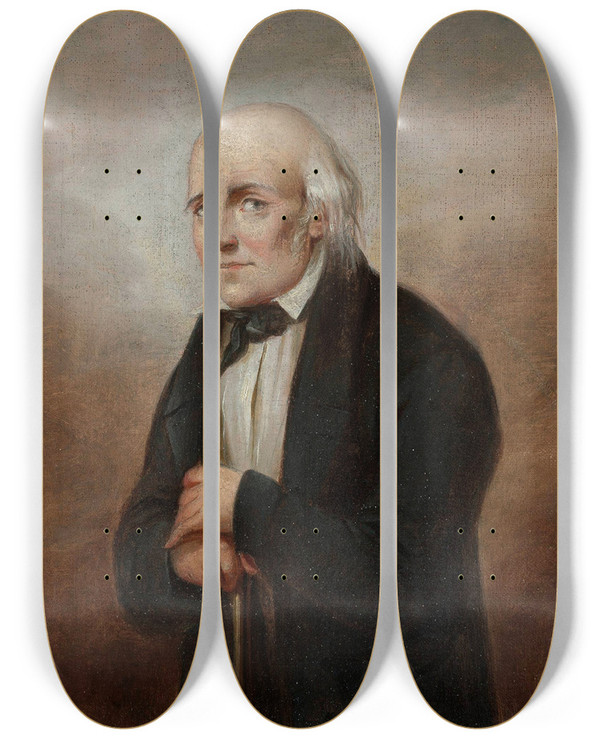 Triptych art skateboard deck of Aleksander Stankiewicz Portrait Of Julian Ursyn Niemcewicz by Aleksander Stankiewicz (1824-1892)