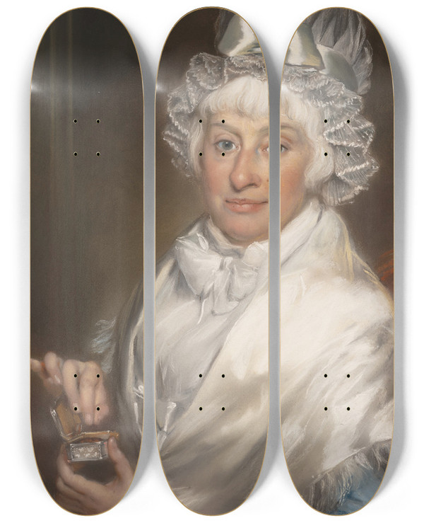 Triptych art skateboard deck of John Russell Mrs Robert Shurlock Sr Ann Manwaring by John Russell (1745-1806)