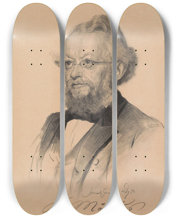 Triptych art skateboard deck of Ismal Gentz Karl August Mbius Director Of The Museum Of Zoology In Berlin by Ismael Gentz (1862-1914)
