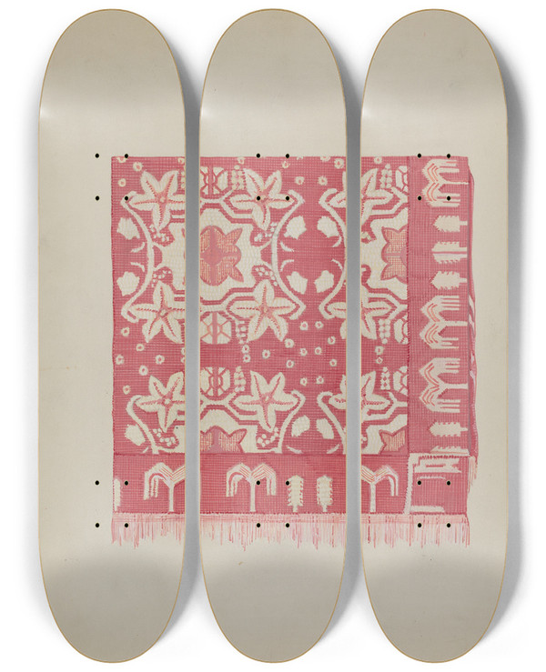 Triptych art skateboard deck of Rex F Bush Coverlet_1 by Rex F Bush (20-)