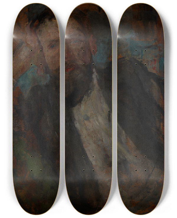Triptych art skateboard deck of Olga Boznanska Male Portrait by Olga Boznanska (1865-1940)