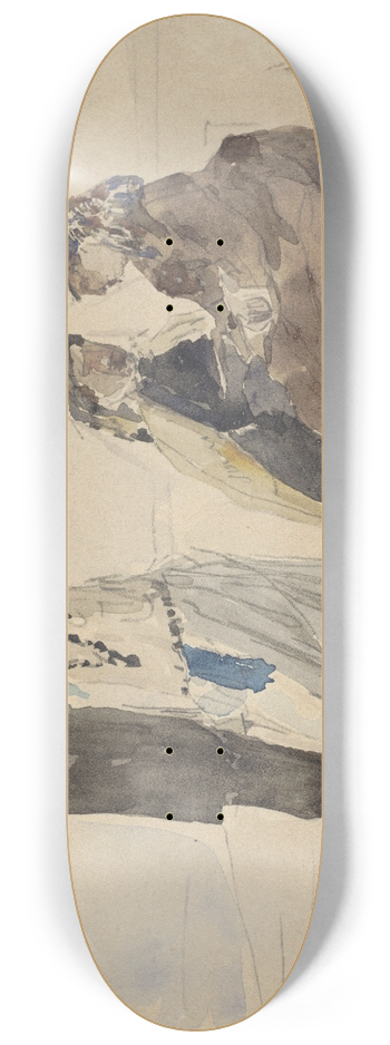 Eugne Boudin - Two Ladies Seated and a Couple Walking on the Beach 8.25 inch art skate deck