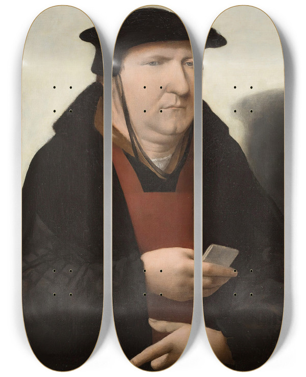 Triptych art skateboard deck of Cornelius Anthonisz Portrait Of A Man by Cornelius Anthonisz (1505-1553)