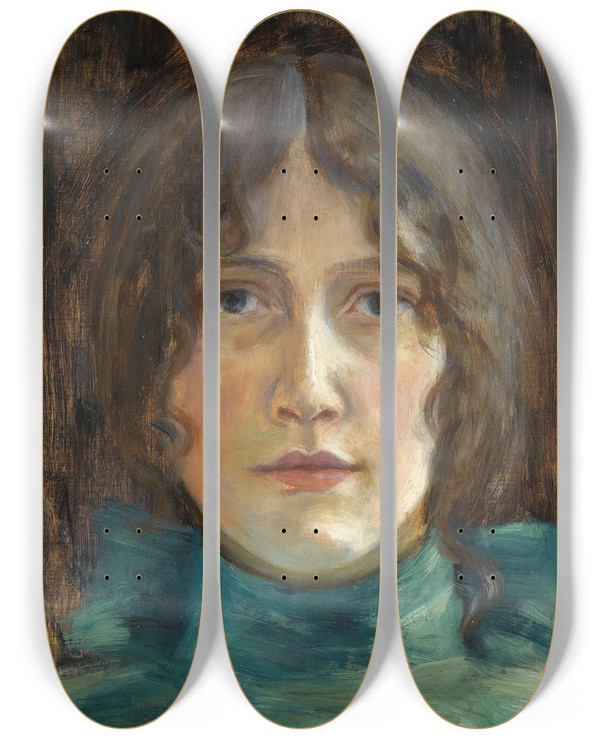 Triptych art skateboard deck of Hans Heyerdahl Portrett Av Tupsy Jebe Portrait Of Tupsy Jebe by Hans Heyerdahl (1857-1913)