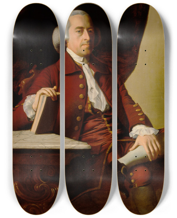 Triptych art skateboard deck of John Singleton Copley Portrait Of Joseph Scott by John Singleton Copley (1738-1815)