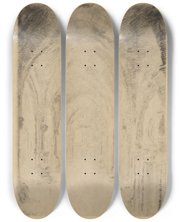 Triptych art skateboard deck of James Ensor De Crypte by James Ensor (1860-1949)