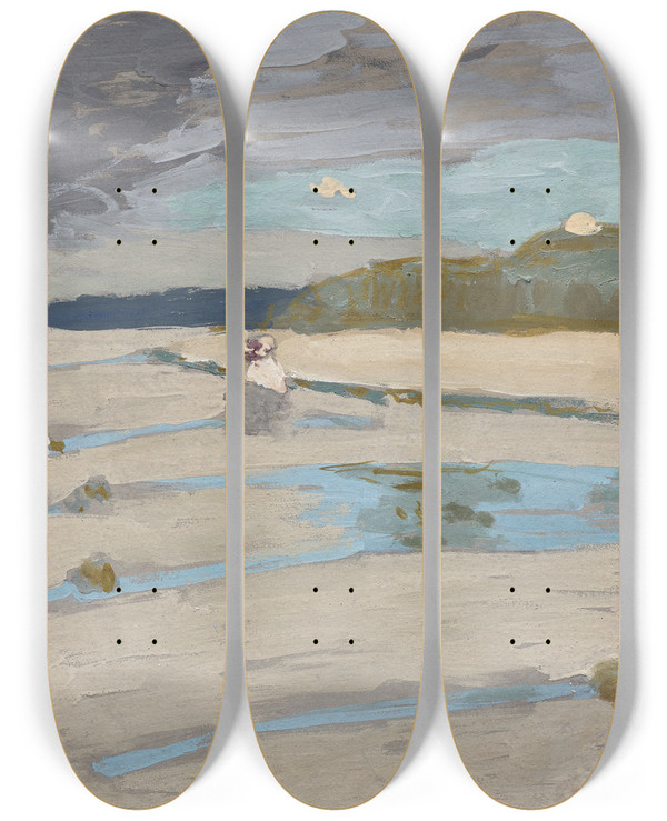 Triptych art skateboard deck of Douard Vuillard The Beach At Saintjacut by douard Vuillard (1868-1940)