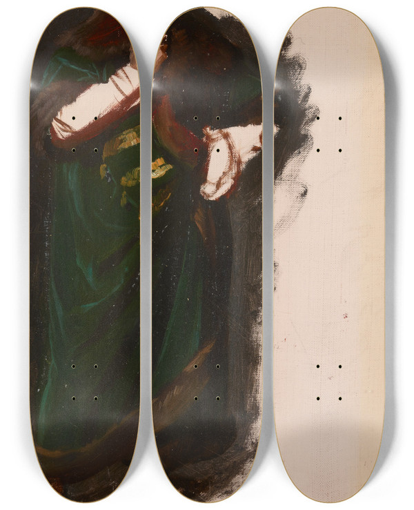 Triptych art skateboard deck of Jzef Simmler Study Of Wadysaw Jagieos Garment To The Painting The Oath Of Queen Jadwiga by Jozef Simmler (1823-1868)