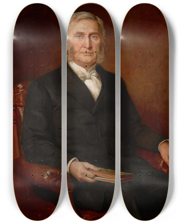 Triptych art skateboard deck of Theodore Clement Steele Portrait Of Reverend Nathaniel A Hyde by Theodore Clement Steele (1847-1926)