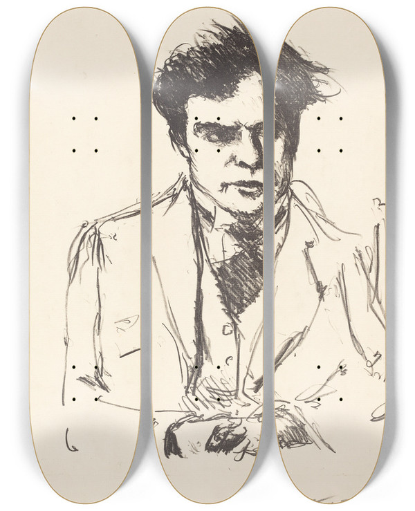 Triptych art skateboard deck of Lovis Corinth Joseph Schwarz by Lovis Corinth (1858-1925)
